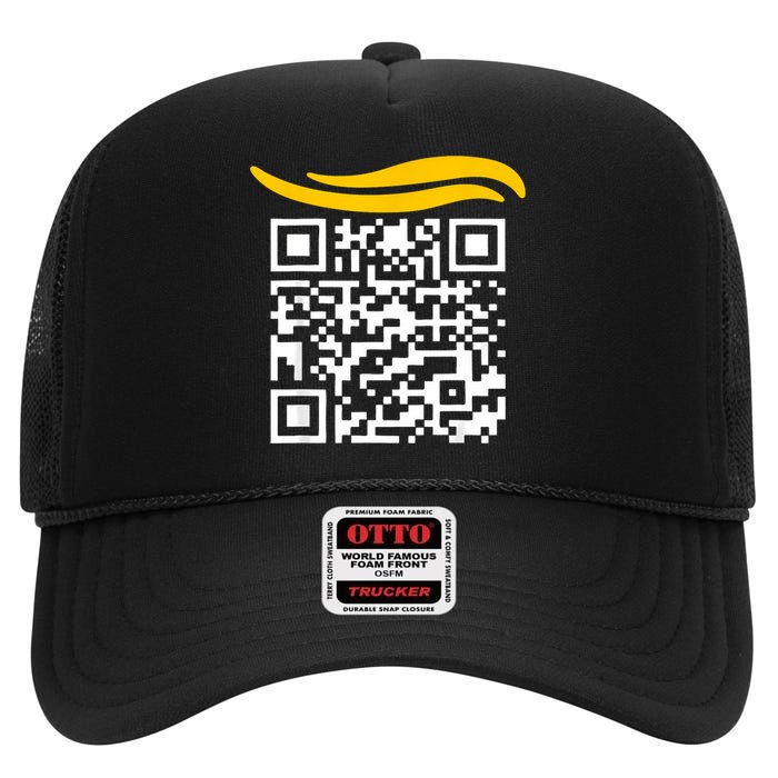 Funny Qr President Trump Dance Code High Crown Mesh Back Trucker Hat