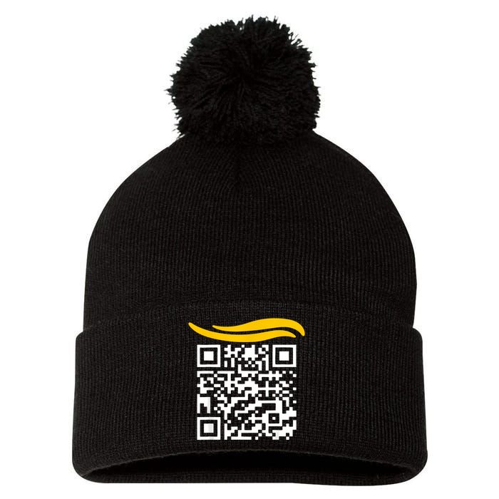 Funny Qr President Trump Dance Code Pom Pom 12in Knit Beanie