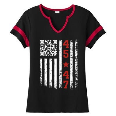 Funny Qr President Trump Dance Code Ladies Halftime Notch Neck Tee