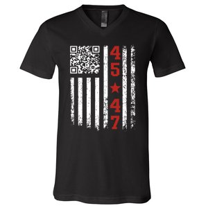 Funny Qr President Trump Dance Code V-Neck T-Shirt