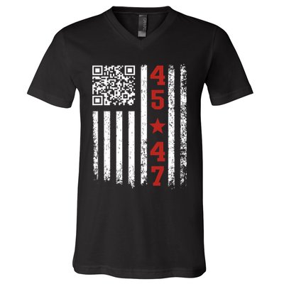 Funny Qr President Trump Dance Code V-Neck T-Shirt