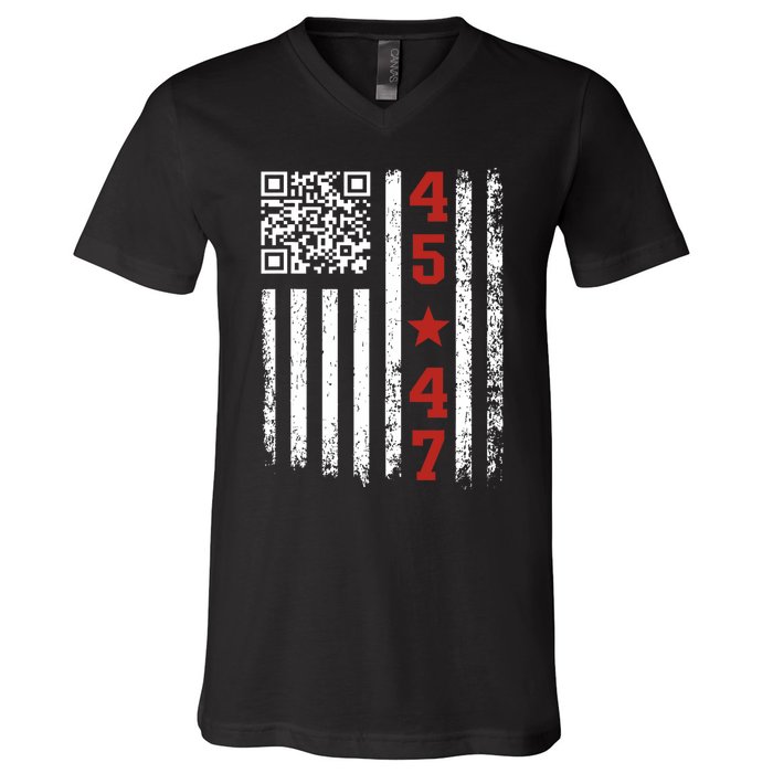 Funny Qr President Trump Dance Code V-Neck T-Shirt