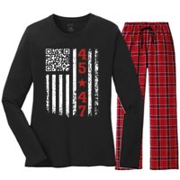 Funny Qr President Trump Dance Code Women's Long Sleeve Flannel Pajama Set 