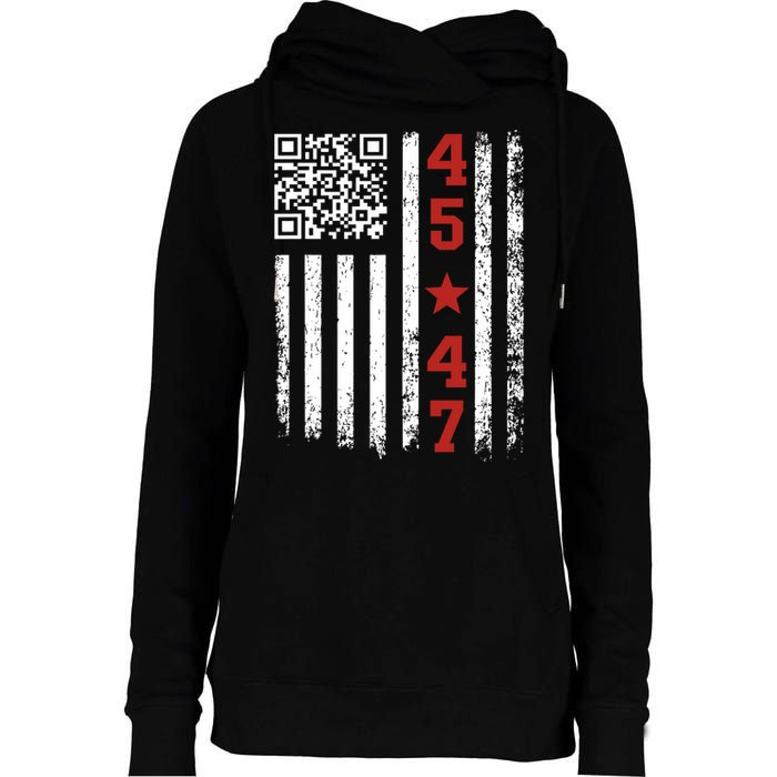 Funny Qr President Trump Dance Code Womens Funnel Neck Pullover Hood