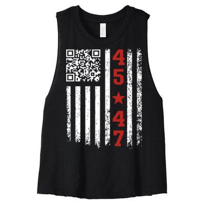 Funny Qr President Trump Dance Code Women's Racerback Cropped Tank