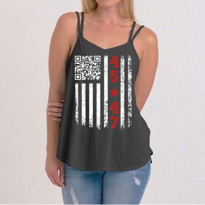 Funny Qr President Trump Dance Code Women's Strappy Tank