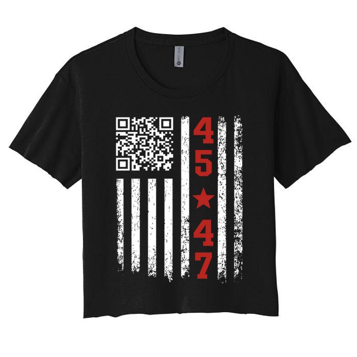 Funny Qr President Trump Dance Code Women's Crop Top Tee