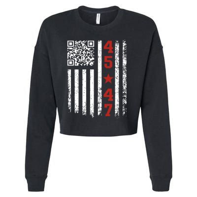 Funny Qr President Trump Dance Code Cropped Pullover Crew