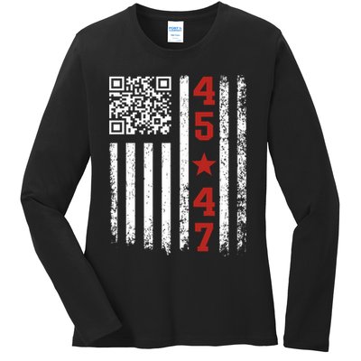 Funny Qr President Trump Dance Code Ladies Long Sleeve Shirt