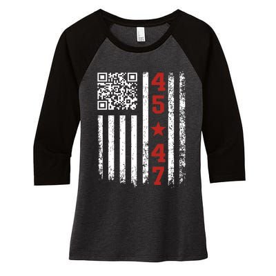 Funny Qr President Trump Dance Code Women's Tri-Blend 3/4-Sleeve Raglan Shirt