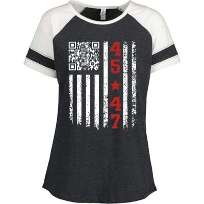 Funny Qr President Trump Dance Code Enza Ladies Jersey Colorblock Tee