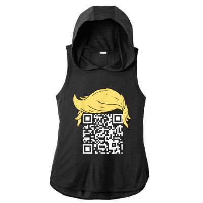 Funny Qr President Trump Dance Code Ladies PosiCharge Tri-Blend Wicking Draft Hoodie Tank