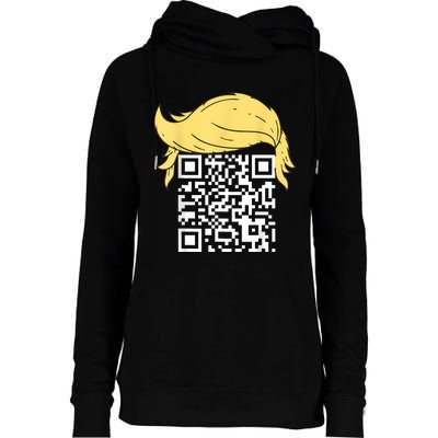 Funny Qr President Trump Dance Code Womens Funnel Neck Pullover Hood