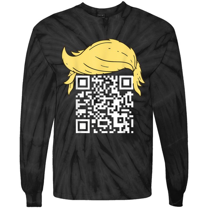 Funny Qr President Trump Dance Code Tie-Dye Long Sleeve Shirt