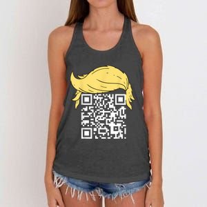 Funny Qr President Trump Dance Code Women's Knotted Racerback Tank