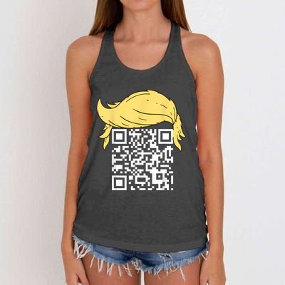 Funny Qr President Trump Dance Code Women's Knotted Racerback Tank