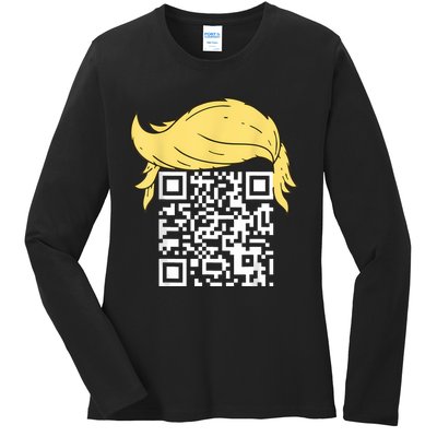 Funny Qr President Trump Dance Code Ladies Long Sleeve Shirt