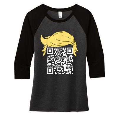 Funny Qr President Trump Dance Code Women's Tri-Blend 3/4-Sleeve Raglan Shirt