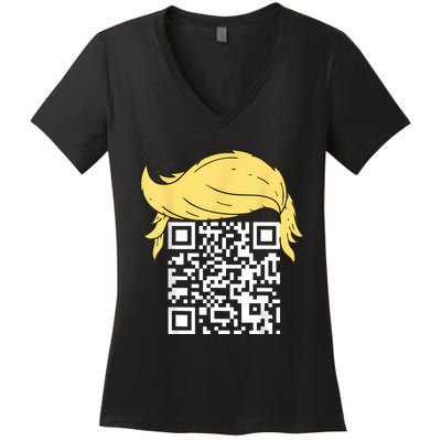 Funny Qr President Trump Dance Code Women's V-Neck T-Shirt