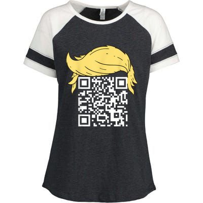 Funny Qr President Trump Dance Code Enza Ladies Jersey Colorblock Tee