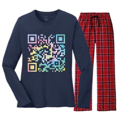 Funny Qr President Trump 4547trump Dancing Code Women's Long Sleeve Flannel Pajama Set 