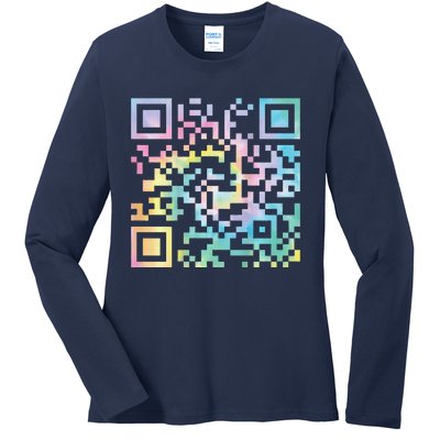 Funny Qr President Trump 4547trump Dancing Code Ladies Long Sleeve Shirt