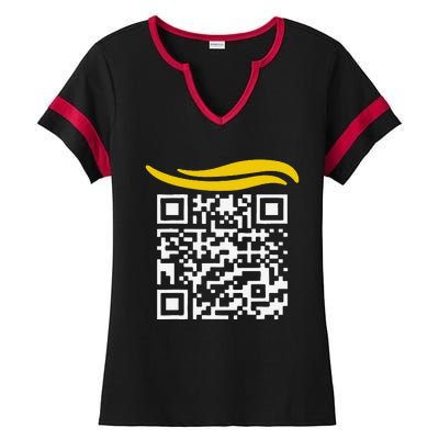 Funny Qr President Trump Dance Code Gift Ladies Halftime Notch Neck Tee