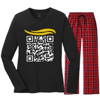 Funny Qr President Trump Dance Code Gift Women's Long Sleeve Flannel Pajama Set 