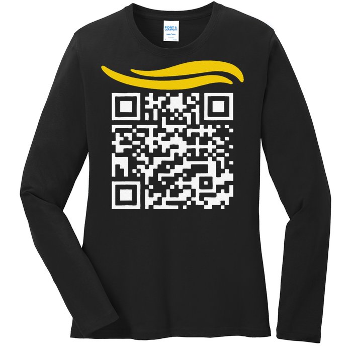 Funny Qr President Trump Dance Code Gift Ladies Long Sleeve Shirt