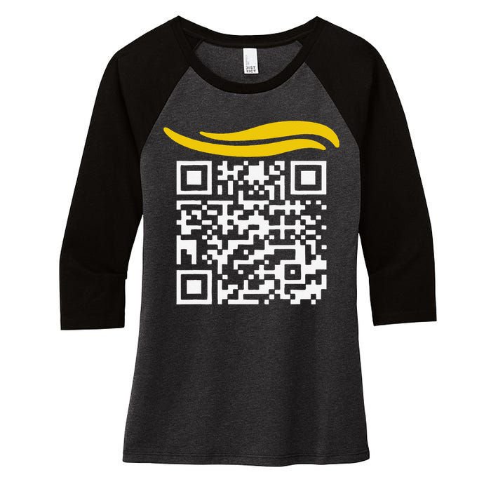 Funny Qr President Trump Dance Code Gift Women's Tri-Blend 3/4-Sleeve Raglan Shirt