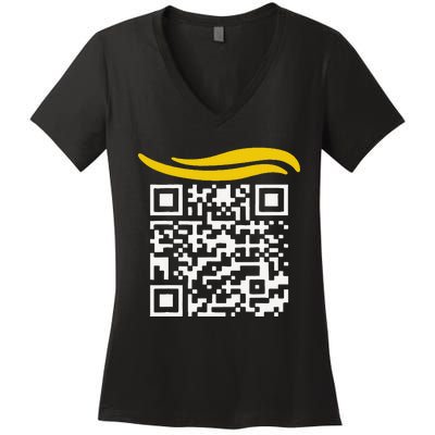 Funny Qr President Trump Dance Code Gift Women's V-Neck T-Shirt