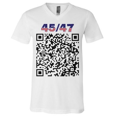 Funny Qr President Trump 4547 Trump Dancing Code V-Neck T-Shirt