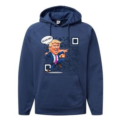 Funny Qr President Trump Dance Code 4547 Maga Trump 2024 Performance Fleece Hoodie