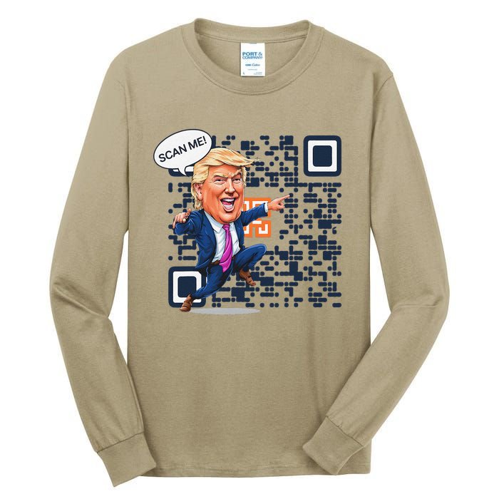 Funny Qr President Trump Dance Code 4547 Maga Trump 2024 Tall Long Sleeve T-Shirt