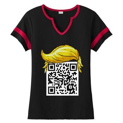 Funny Qr President Trump 4547trump Dancing Code Back Ladies Halftime Notch Neck Tee