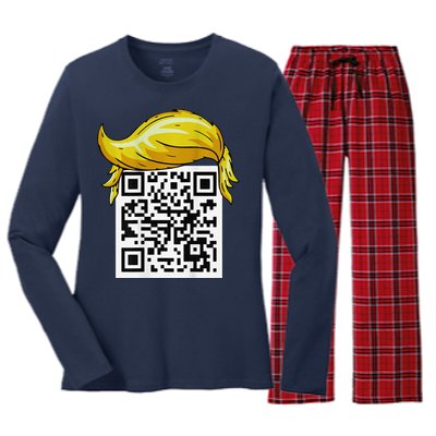 Funny Qr President Trump 4547trump Dancing Code Back Women's Long Sleeve Flannel Pajama Set 