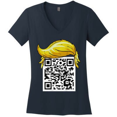 Funny Qr President Trump 4547trump Dancing Code Back Women's V-Neck T-Shirt