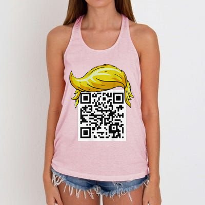 Funny Qr President Trump 4547trump Dancing Code Back Women's Knotted Racerback Tank