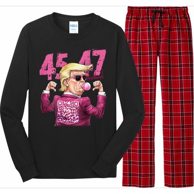 Funny Qr President Trump 4547trump Dancing Code Long Sleeve Pajama Set