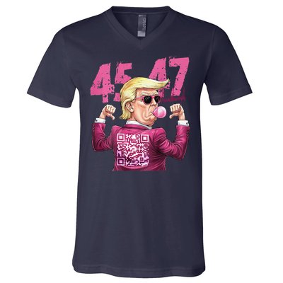 Funny Qr President Trump 4547trump Dancing Code V-Neck T-Shirt