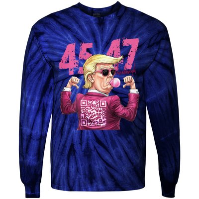 Funny Qr President Trump 4547trump Dancing Code Tie-Dye Long Sleeve Shirt