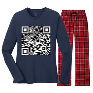 Funny Qr President Trump 4547 Trump Dancing Code Women's Long Sleeve Flannel Pajama Set 