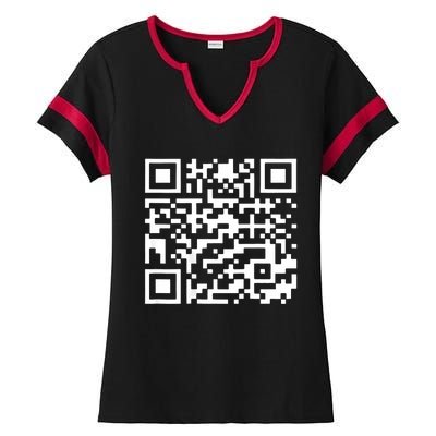 Funny Qr President Trump 4547 Trump Dancing Code (Back) Ladies Halftime Notch Neck Tee