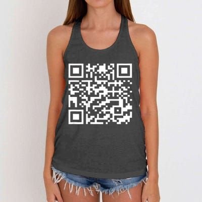 Funny Qr President Trump 4547 Trump Dancing Code (Back) Women's Knotted Racerback Tank