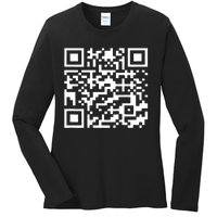 Funny Qr President Trump 4547 Trump Dancing Code (Back) Ladies Long Sleeve Shirt