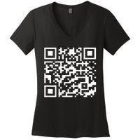 Funny Qr President Trump 4547 Trump Dancing Code (Back) Women's V-Neck T-Shirt