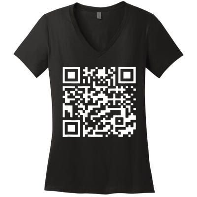 Funny Qr President Trump 4547 Trump Dancing Code (Back) Women's V-Neck T-Shirt