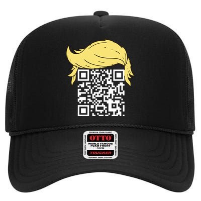 Funny Qr President Trump Dance Code High Crown Mesh Back Trucker Hat