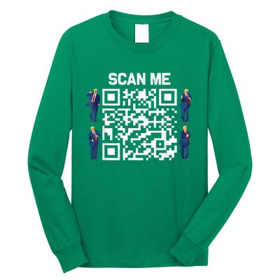 Funny Qr President Trump 45/47 President Trump Dancing Code Long Sleeve Shirt