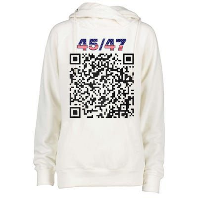 Funny Qr President Trump 4547 Trump Dancing Code (Back) Womens Funnel Neck Pullover Hood